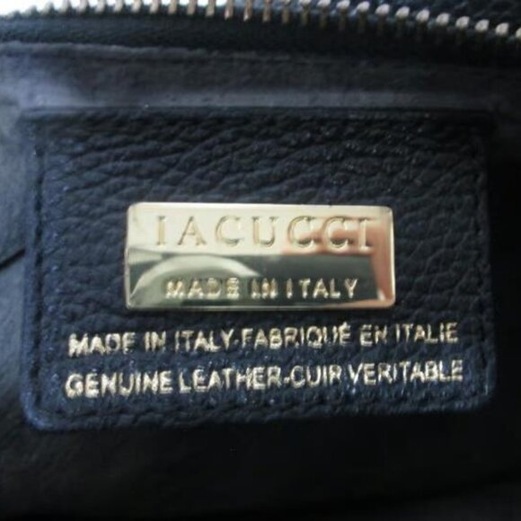 IACUCCI pebbled w snake Leather shoulder tote bag purse Italy black zip top - Picture 5 of 9